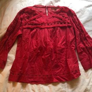Loft red 3/4 length sleeves top.